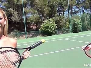 stripped to the waist tennis with Dani Daniels and Cherie DeVille